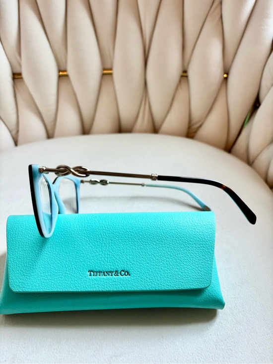 Tiffany & Co. Black and Gold Cat-Eye Glasses with Tiffany Blue Case
